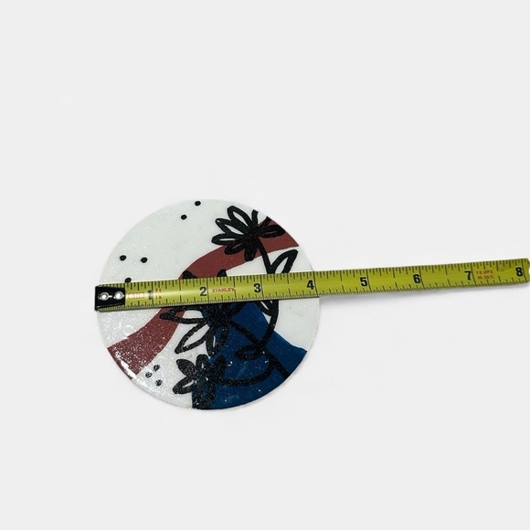 Handmade Drink Coasters With Floral Design and Blue and Brown Patterns - Picture 2 of 5